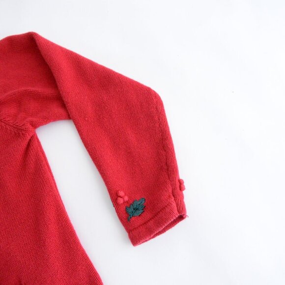 Vintage Dress Barn Christmas Holly Knit Zip Up Cardigan Sweater XL - Picture 5 of 10